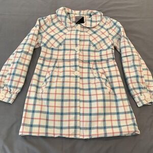 Volcom Coat Girls/Juniors M White Plaid Flannel Button Front Lined Fall Spring